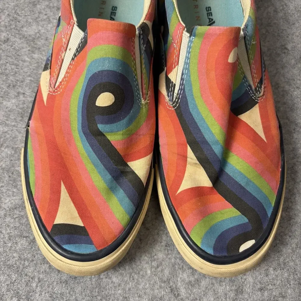 Seaver’s X Trina Turk Baja Retro Rainbow Swirl Slip On Canvas Sneakers 7